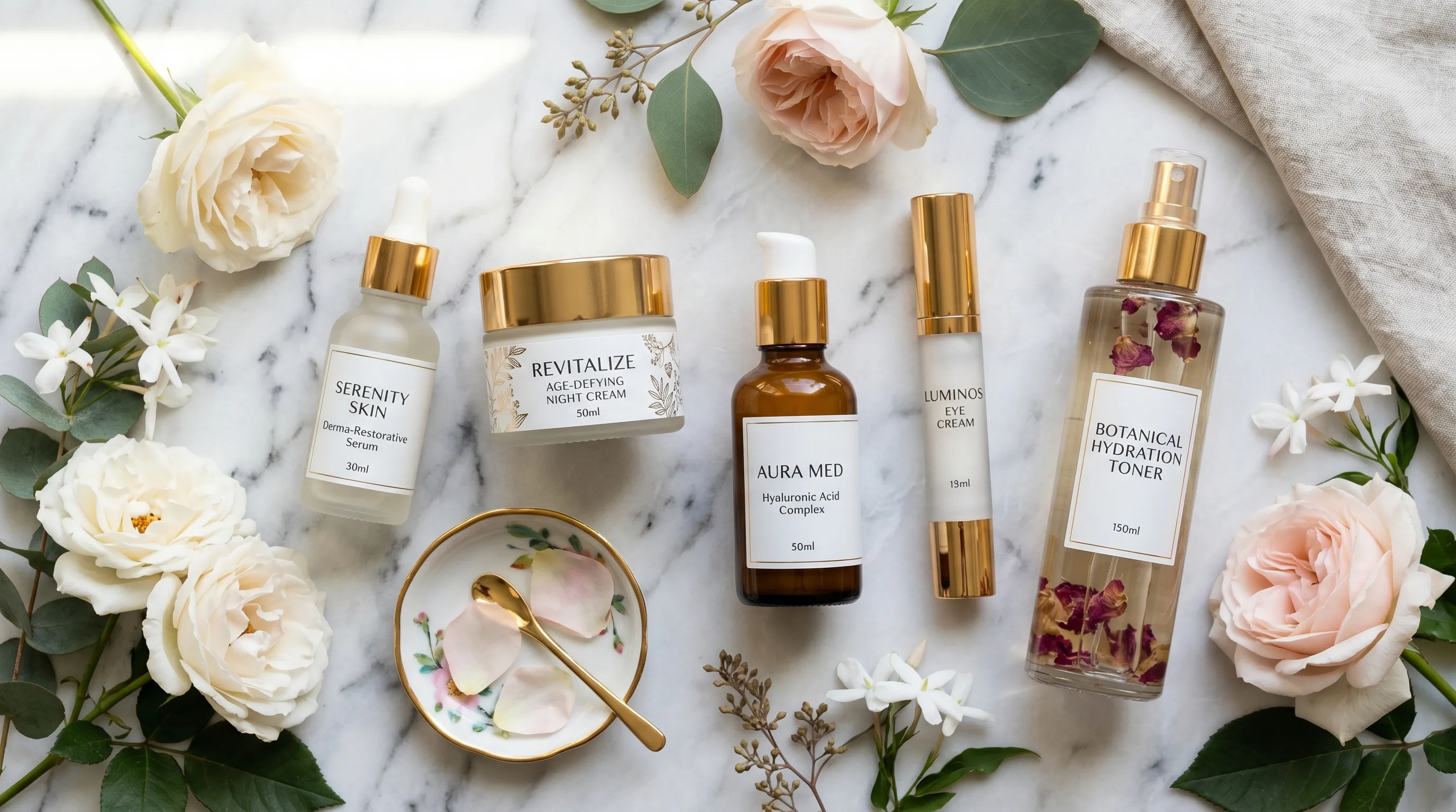 Luxury skincare cosmetic products